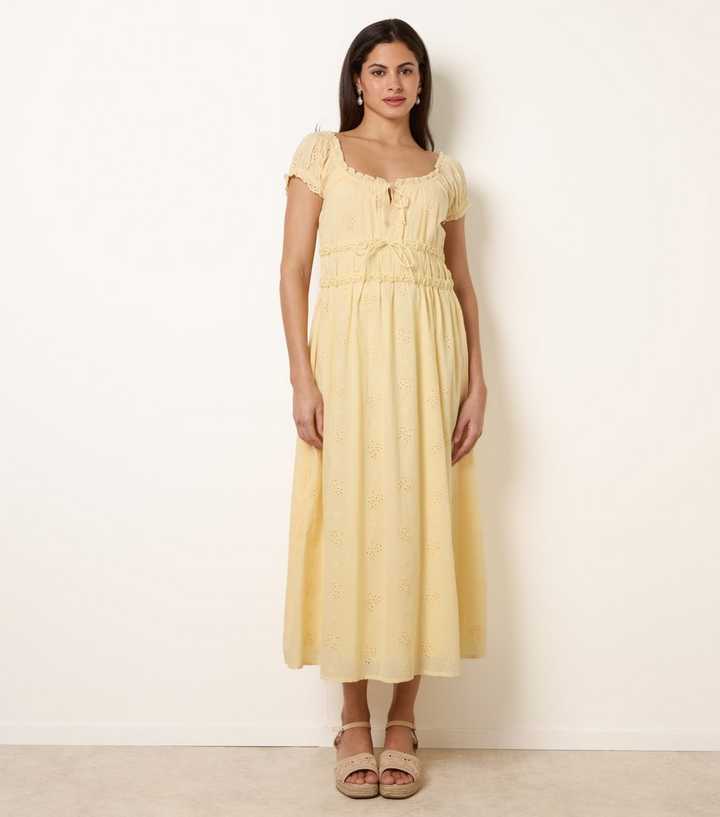 Blue Vanilla Light yellow Broderie Anglaise Midi Dress