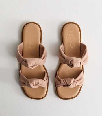 Light Pink Knotted Double Strap Flat Mules