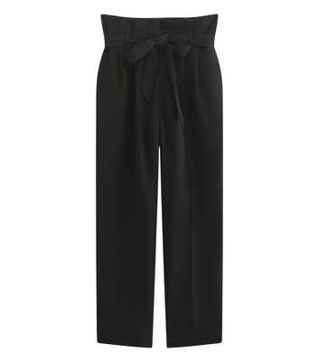 Black Paperbag Waist Tie Front Trousers