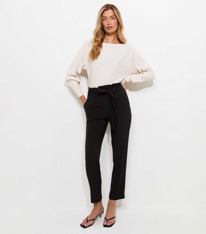 Tall Black Paperbag Waist Trousers