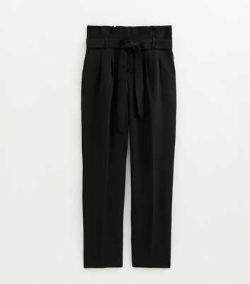 Tall Black Paperbag Waist Trousers