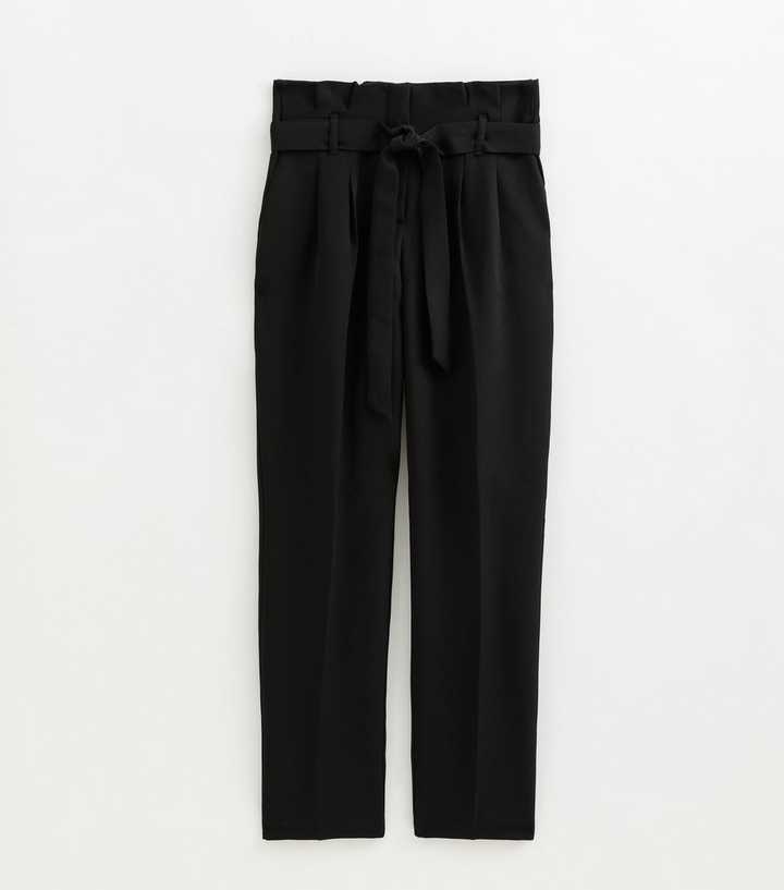 Tall Black Paperbag Waist Trousers