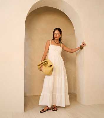 Gini London White Double Strap Flared Maxi Dress
