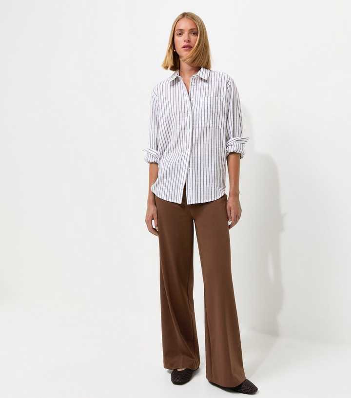 Dark Brown Jersey Wide Leg Trousers