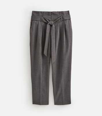 Petite Dark Grey Woven Paperbag Waist Trousers