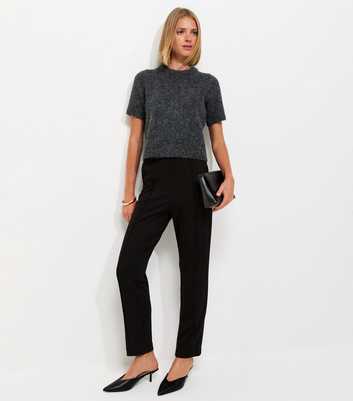 Black Jersey Twill Slim Leg Trousers