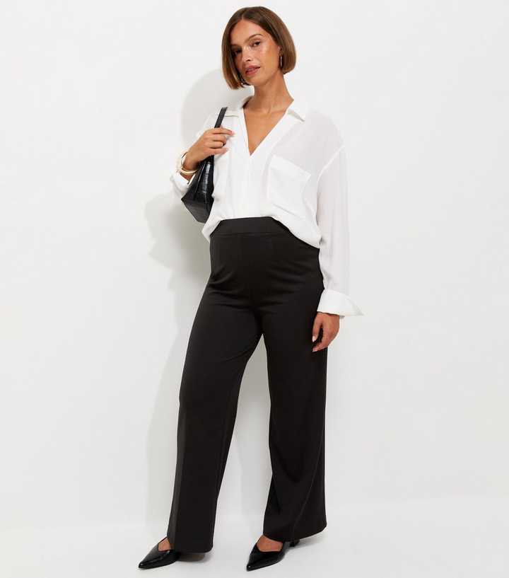 Maternity Black Jersey Wide Leg Trousers