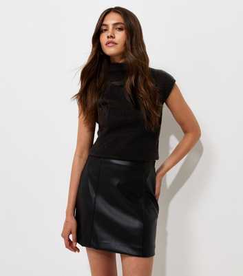 Black Faux Leather Mini Skirt