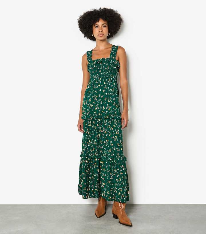 dark green flower dress Ida sjöstedt – Caroline Dress – Dresses – Green / Floral