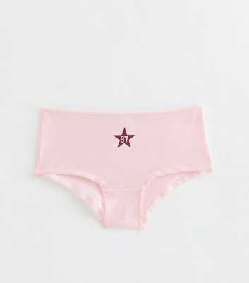 Girls Light Pink 97 Star Print Short Briefs
