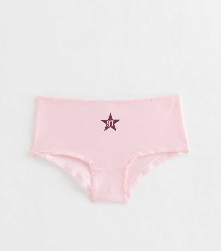 Girls Light Pink 97 Star Print Short Briefs