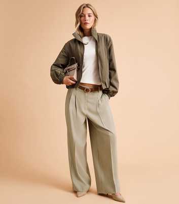 Brown Striped Tailored Wide Leg Trousers