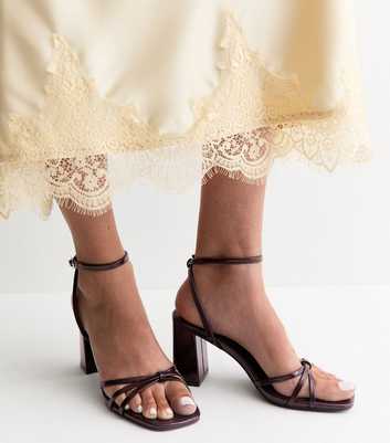 Dark Burgundy Faux Leather Knot Detail Sandals