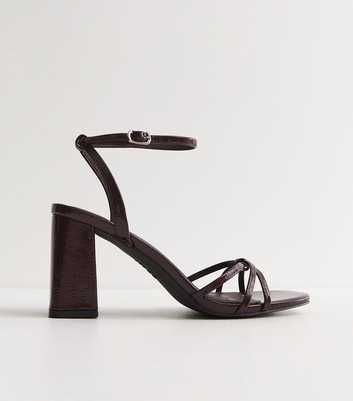 Wide Fit Dark Burgundy Faux Leather Knot Detail Sandals
