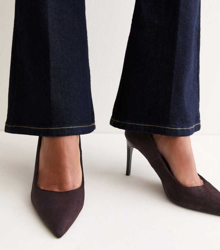 Dark Burgundy Faux Suede Pointed Toe Court Shoes