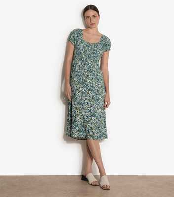 Apricot Blue Floral Milkmaid Midi Dress