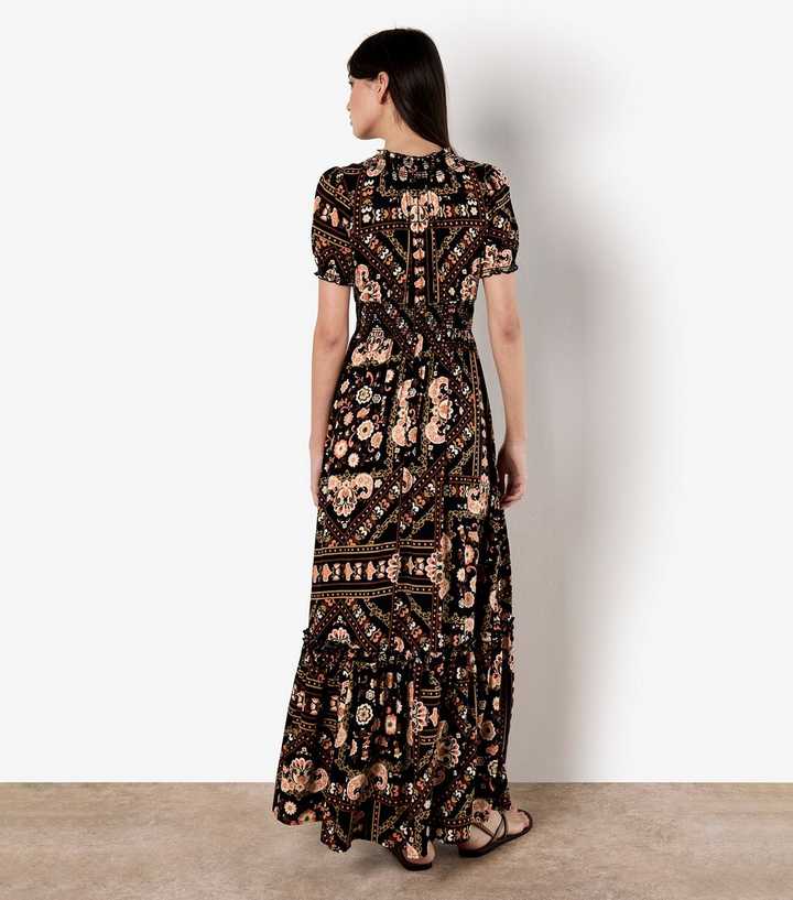 Apricot Black Scarf Print Tiered Maxi Dress | New Look