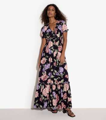 Apricot Navy Floral Tiered Maxi Dress