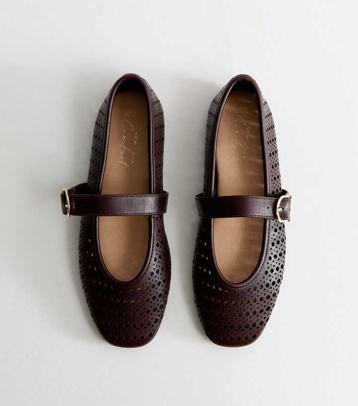 Dark Burgundy Faux Leather Cut Out Mary Jane Pumps