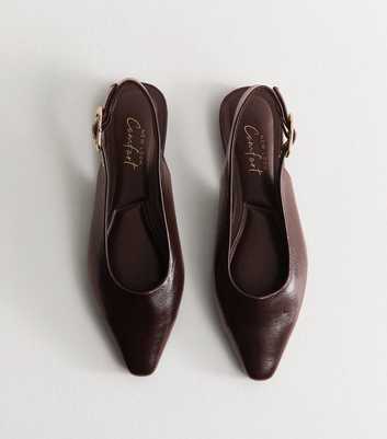 Dark Burgundy Faux Leather Pointed Toe Slingback Pumps