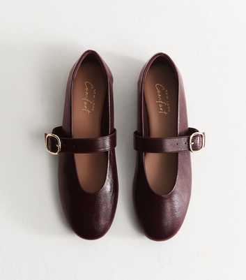 Dark Burgundy Faux Leather Mary Jane Flats