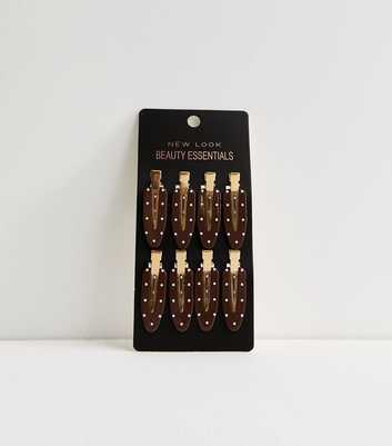 Brown Pack of 8 Polka Dot Setting Hair Clips