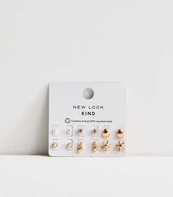 Pack of 6 Gold Tone Seashell Stud Earrings