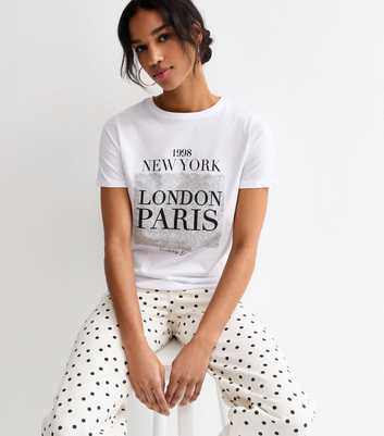 White Cotton London Paris Logo T-Shirt
