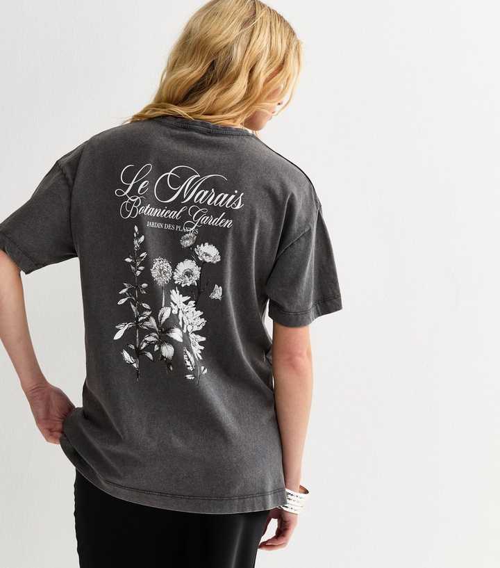 Dark Grey Botanical Garden Graphic T-Shirt