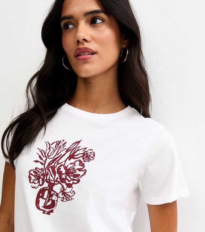 White Cotton Vase Print T-Shirt