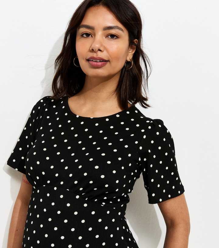 Maternity Black Cotton Polka Dot T-Shirt