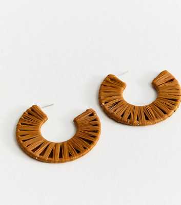 Brown Threaded Open Hoop Earrings