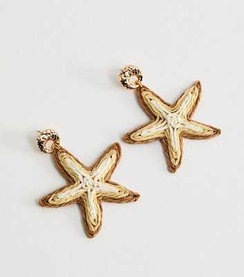 Brown Threaded Starfish Drop Earrings
