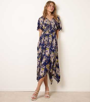Blue Vanilla Light Yellow Shirred Waist Handkerchief Hem Midi Dress