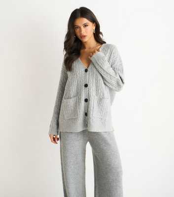 Gini London Grey Cable Knit Cardigan