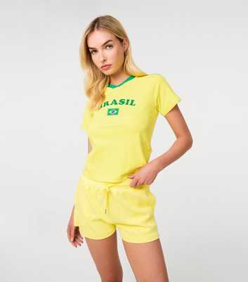 Pink Vanilla Yellow Brasil Embellished Football Top