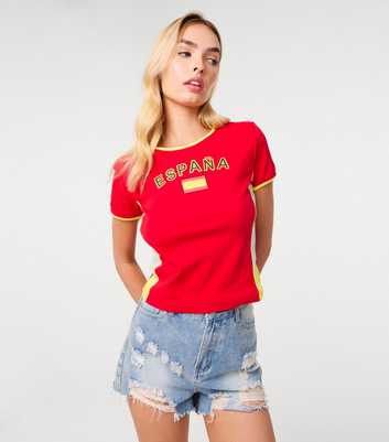 Pink Vanilla Red Espana Embellished Football Top 