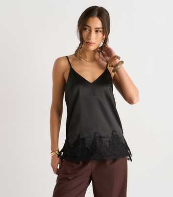 Gini London Black Lace Trim Cami Top