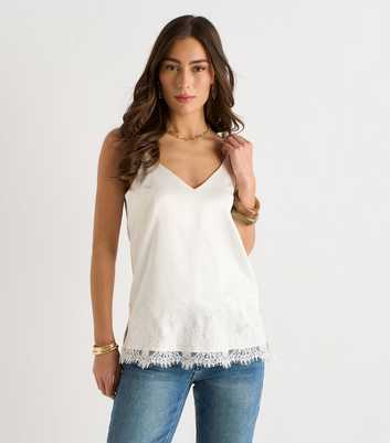 Gini London White Lace Trim Cami Top