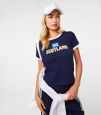 Pink Vanilla Navy Scotland Embellished Football Top