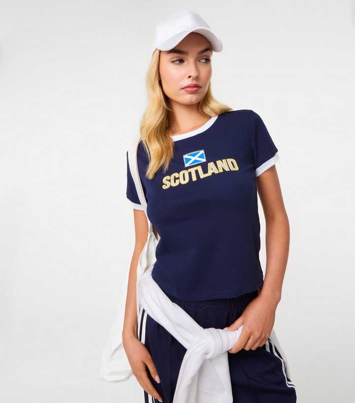 Pink Vanilla Navy Scotland Embellished Football Top