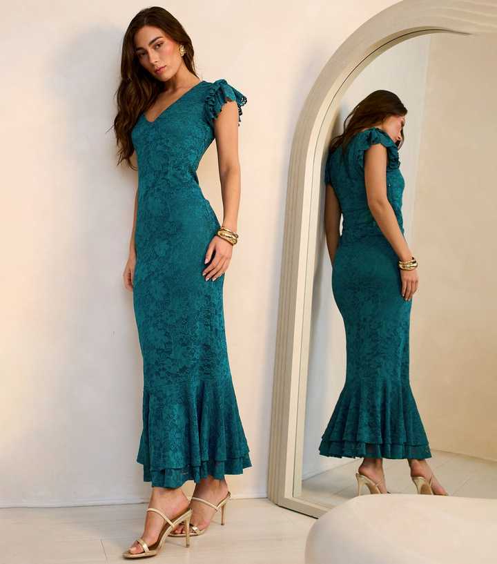 Gini London Lace V Neck Maxi Dress