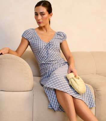 Gini London V-Neck Gingham Print Midi Dress