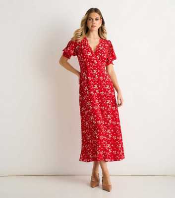 Gini London Red Lace Trim Midi Dress