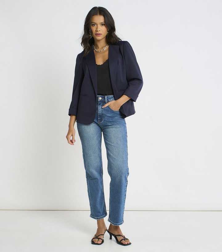 Gini London Navy Open Front Blazer