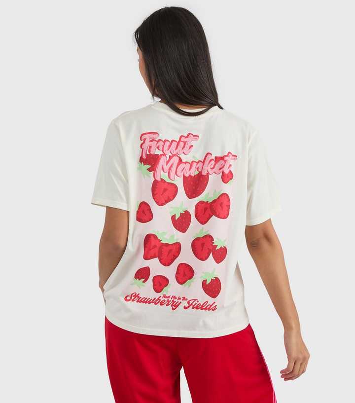 Custard White Fruit Market Print T-Shirt