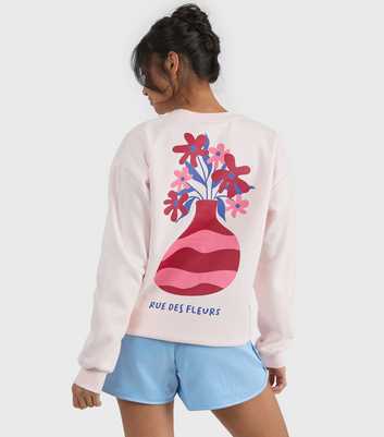 Custard Light Pink Rue Des Fleurs Print Sweatshirt