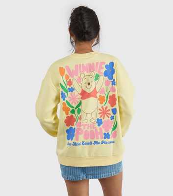Custard Light Yellow Disney Winnie The Pooh Print Sweatshirt