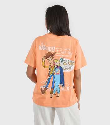Custard Orange Disney Woody And Bo Peep Print T-Shirt