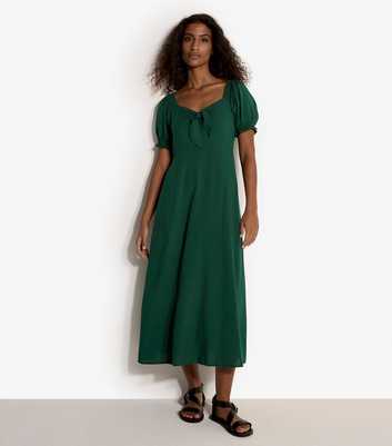 Apricot Dark Green Tie Detail Midaxi Dress